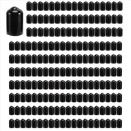 (LAC1) 200Pcs Rubber End Caps 9.5mm ID PVC Round Tube Bolt Cap Cover Screw Thread Protectors Black