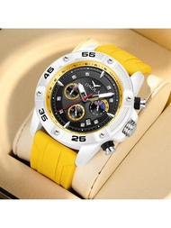 Onola 頂級品牌豪華手錶男士石英手錶橡膠錶帶運動計時防水手錶