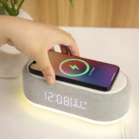 Trending Products 6-in-1 Speakers Wireless Charging Led Night Light Time Display Digital 15W Wireles