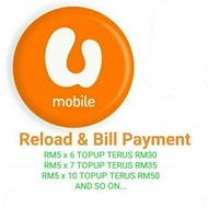 U MOBILE TOPUP.  RELOAD AND BIL PAYMENT