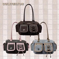 CULTIVATOR Beg Bowling Vintage Warna Kontras Berpadu Corak Kotak Boleh Sling/Crossbody 25x10x16cm Ri