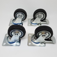 3 inch Display Case Wheels Trolley Wheels Rubber Wheels 2 Brakes 2 Lives