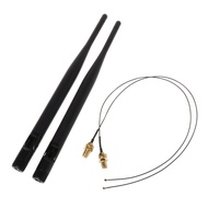 2x 6dBi for M.2  MHF4 U.fl Cable to RP-SMA Wifi Antenna Signal Cable Set for