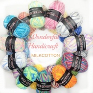 ( Minimum 4pcs) Benang Kait Milk Cotton 3 ply Mix Color Yarn Rainbow Color Crochet Knitting Yarn 彩色3