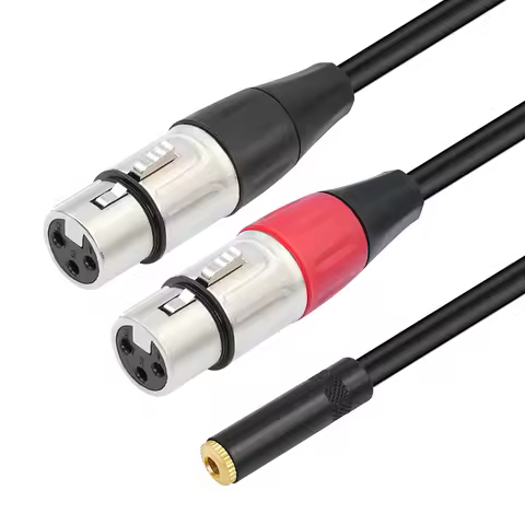 3.5mm Dual XLR To 1/8 Female Adapter 1/8 Inch To Dual XLR Male Stereo Cable for Stereo Mic To L & R 