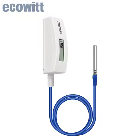 Ecowitt WN34D Thermometer with LCD Display, 3.28ft/1m Silicone Wire Sensor, -55°C~125°C Probe Temper