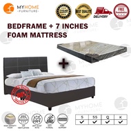 [Bulky] [PRE-ORDER]  Faux Leather Divan Bed + 7 Inches Foam Mattress / Bedframe / Bed frame [ETA: AFTER 15.07.2021]