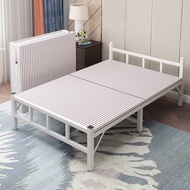 Metal Folding Bed Frame Installless Space Saving Bed Base Can Be Placed for Small Households 1.2m Wrought Iron Bed Frame