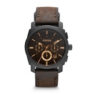 Fossil men's machine mid size chronograph leather watch fs4656