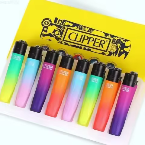 Spanish Original Clipper Gas Lighter with Personality Pattern Refillable Gas Lighter 8 Pieces Boxed 