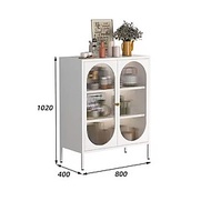 Tủ bếp hiện đại Bắc Âu Phòng ăn Phòng khách Tủ bếp màu trắng đen Cửa cong đôi trong suốt Tủ đựng đồ 