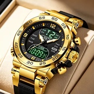 FOXBOX Men Watch Dual Display Silicone Waterproof Sports Quartz Wristwatch