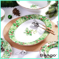 SANGO Set Piring Oval Christmas Foliage Green (Isi 1)