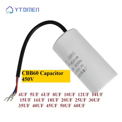 CBB60 Capacitors 450V Motor Run Capacitors Starting Capacitor 5% for Air Pump Machine 4UF 5UF 6UF 8U