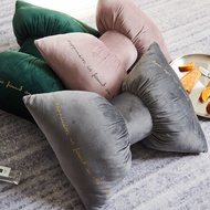 Decorative Bow Pillow With Filling Velvet Back Neck Rest Support Pillow Bow Knot Home Decor Soft Travel Pillow Bed Sofa almohada