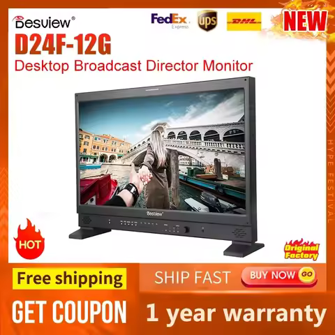 Desview D24F-12G 23.8 Inch 2x 12G-SDI 4K HDMI Desktop Broadcast Director Monitor with HDR Vectorscop