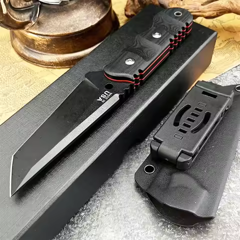 TOPS Military Grade 8Cr13Mov Knife G10 Handle Heavy Duty Hunting Self Defense EDC Belt Knife with Sh