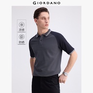 GIORDANO Men Polo Shirts Cooling Sun Protection Contrast Polo Shirts Short Raglan Sleeve Fashionable