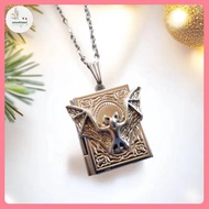 UU Gothic Flying Bat Book Locket Necklace, Gothic Jewelry, Gothic Necklace, Bats, Vampire Jewelry, B