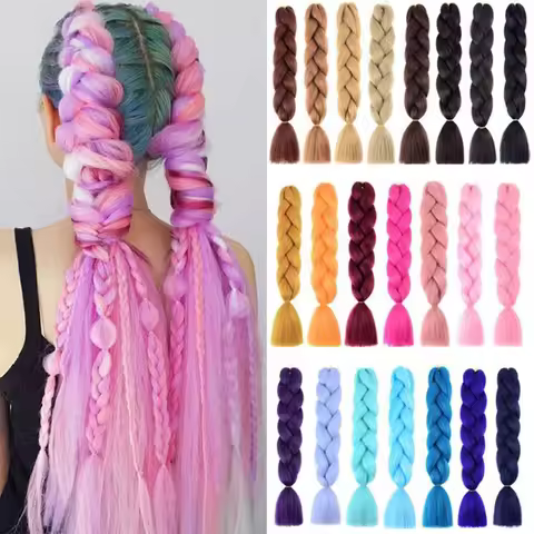 Black Jumbo Braiding Hair Synthetic Jumbo Crochet Braiding Hair For Box Twist Braids Hair Extensions