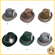 OMG* Feather Decors Sunproof Derby Hat Lightweight Fedora Hat for Camping Travel