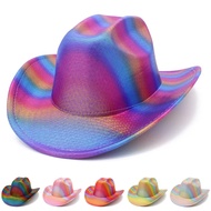 Women Fedora Hats Trilby Caps Fedoras Shiny Surface Jazz Hat Derby Western Cowboy Cowgirl Cap Halloween Party Chapeau Sun Hats