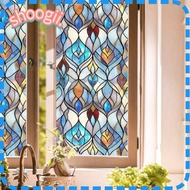 SHOOGEL Lattice Window Film, Static Cling Non-Adhesive Stained Glass Film,  Rainbow Pattern  Design 
