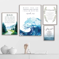 Bible Verse Isaiah 41:10 Fear Not Quote Canvas Painting Print Christian Wall Decorative Picture Blue