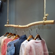 Hanging Ring Clothing Store Wall-Mounted Shelves Hanging Women's Clothing Store Clothes Rack Natural