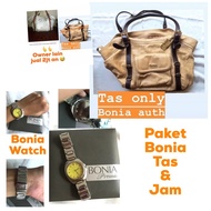 Paket tas kulit tote shoulder bag jam tangan wanita bonia second bekas