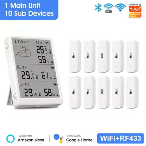 Tuya WiFi Weather Station Digital Thermometer Room Hygrometer RF433 Indoor Outdoor Humidity Temperat