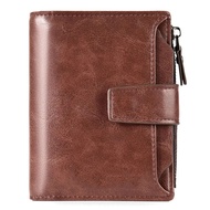 Men's Leather Wallet Business Credit Card Holder Vertical Zipper Purse Money Bag Wallet RFID Blocking Man