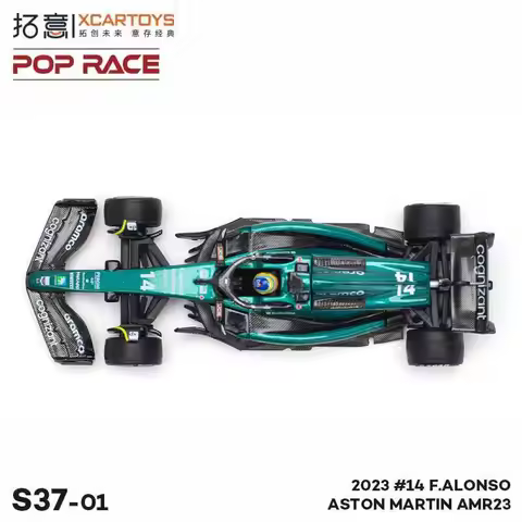POP RACE 1:64 Aston Martin AMR23 F1 #14 Alonso Alloy Diecast Car Model Ornament