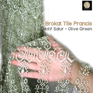 ART X94X 12 meters French Tile Brocade Fabric, Ethnic Tribal Striped Kebaya Material