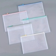 A4 Mesh Zipper Bag Set, 10-Pieces Plastic Storage Pouch 5 Colors for Classroom Office Board Games  S