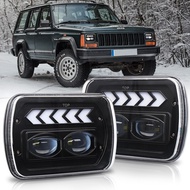 Guangzhou ovovs Offroad Truck led light Sequential Turn Signal 5X7" 6X7" Square Led Headlight for je