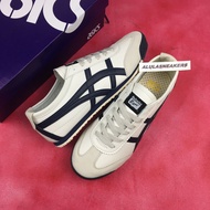 Onisuka Tiger Mexico 66 Women's Flat Sneakers Synthetic Leather Cream Navy Laces for Women