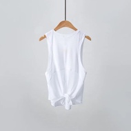 Tied Up Yoga Tops Woman Tank Top Workout Clothes Loose Fit Open Back Mesh Patchwork Shirts Quick Dry