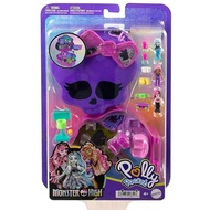 Polly Pocket Monster High Compact With 3 Micro Dolls & 10 Accessories Opens To High School ของแท้