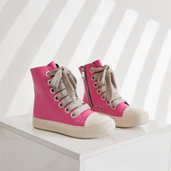 รองเท้าลําลองทรงสูงอินเทรนด์พร้อมก้นแบนและสายรัดไขว้สําหรับเยาวชน Superfine Fiber Lining พื้นรองเท้า