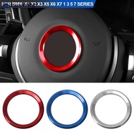 EAZYLIVING Car Decoration Aluminum Alloy Ring Steering Wheel Circle Sticker Interior Styling for BMW