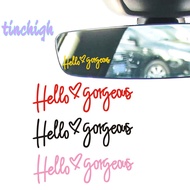 [TinchighS] Car Mirror Sticker Hello Gorgeous Text Design Cute Vinyl Decals Auto Decoration Accessories Waterproof Car Vanity Mirror Sticker [NEW]