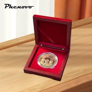[Phenovo] Coin Wooden Box, Medal Presentation Box, Badge Argent Coin Collector Box, Coin