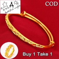 Philippines Ready Stock Pure 18k Saudi Gold Bracelet Pawnable for Women  for Women Lucky Bangle Happiness Bracelet Gold Round Belly Bracelet Lucky Charm Bracelet with Blessing Gift for Friends Buy 1 Take 1 Free Ring or Earings Set