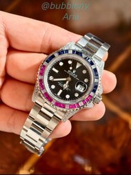 ROLEX 勞力士 GMT-Master II 格林尼治 銀色黑面紅藍圈自動機械腕錶 男款 40mm
