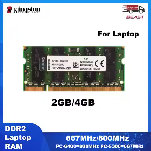 Kingston DDR2 RAM SODIMM Laptop Memory 4GB 2GB 667Mhz PC2-5300S 800MHz PC2-6400S Notebook Non ECC Un