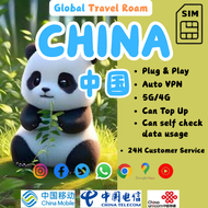 China Travel SIM Card with Auto VPN【1GB - 2GB Daily】【HIGH SPEED DATA】China Mobile 中国上网卡 1 - 30 days 