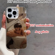 เคสโทรศัพท์ปรับแต่งเลเซอร์เรดิเอนต์ 1 ชิ้น พีซี + ซิลิโคนใช้ได้กับ iPhone 15, iPhone 15 Plus, iPhone