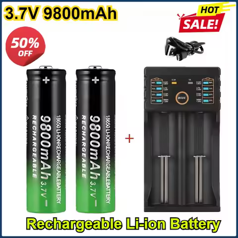 3.7V 9800mAh 18650 Lithium Batteries Flashlight 18650 Rechargeable-Battery For Flashlight Charger he
