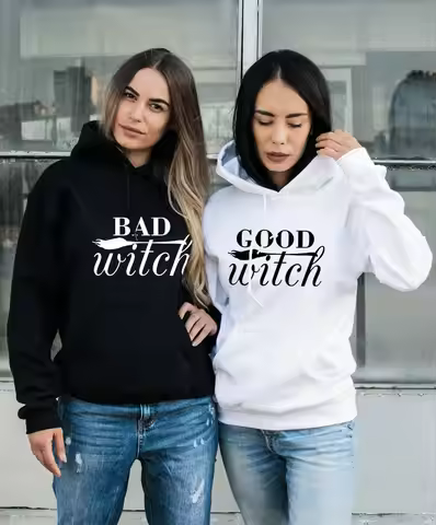 Skuggnas Good Witch Bad Witch BFF Halloween Hoodies Matching Halloween Hoodie Best friend hoodie BFF